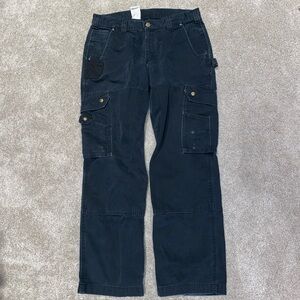 Carhartt Double Knee Relaxed Fit Ripstop Cargo Pants 33 X 30 Black B342 Faded